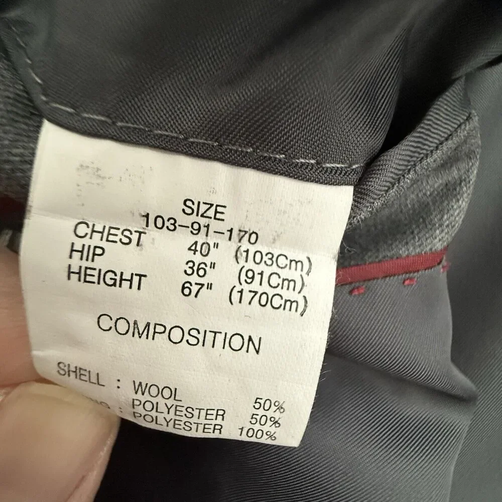 Kenny EL Men’s 48R Gray Sport‎ Coat Wool Blend Jacket